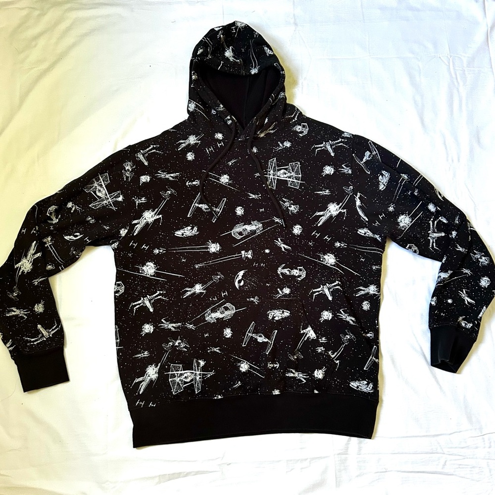 Vintage Unique Star Wars Black AOP Graphic Hoodie